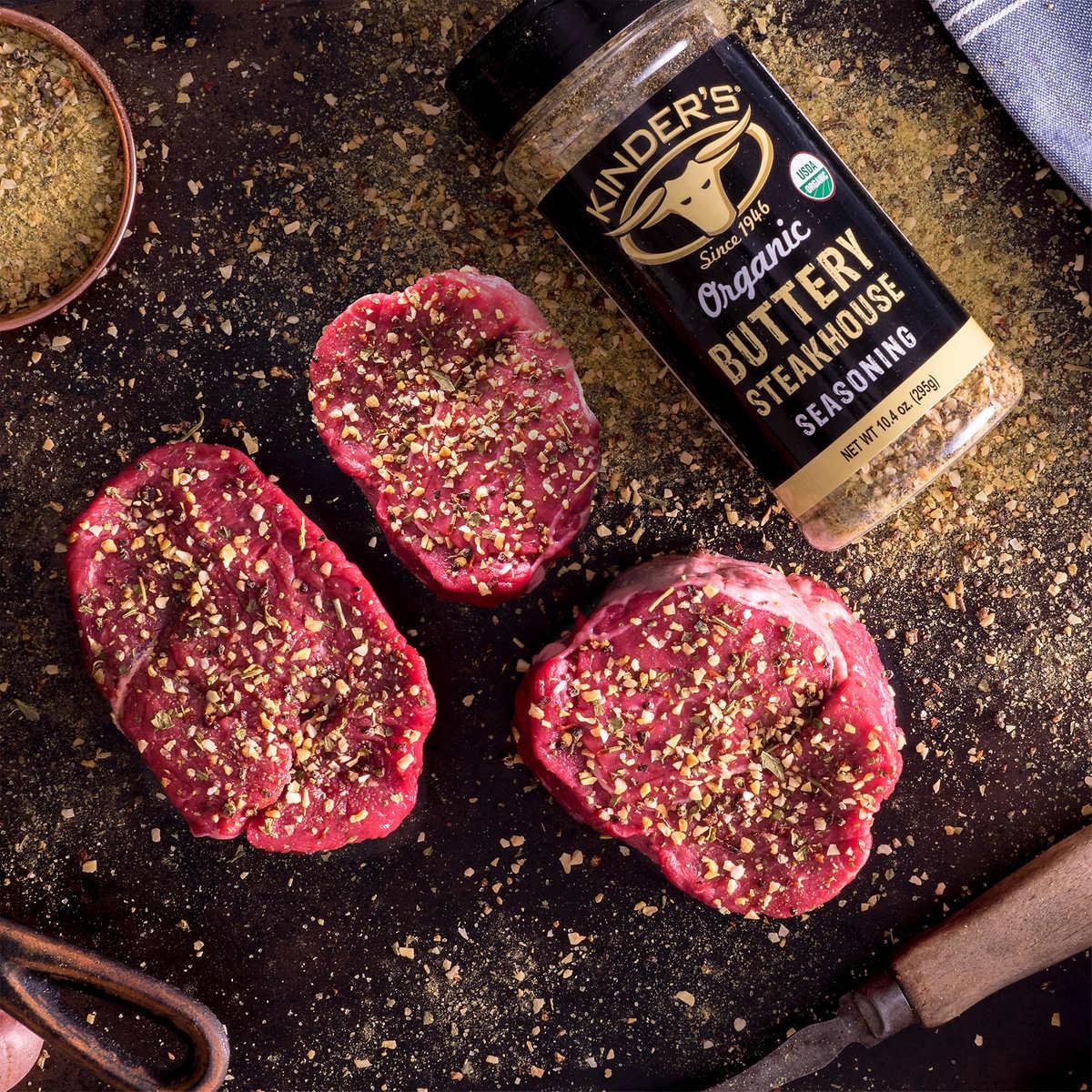 Kinder's Organic Butteri Steakhouse Classic BBQ Seasoning Trio - Salt Pepper Garlic Blend & Hickory Brown Sugar Rub for Grilling Kit