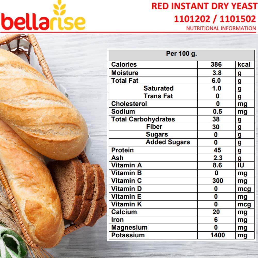 Bellarise (Red) Instant Dry Yeast - 1 LB Fast Acting Instant Yeast for Bread