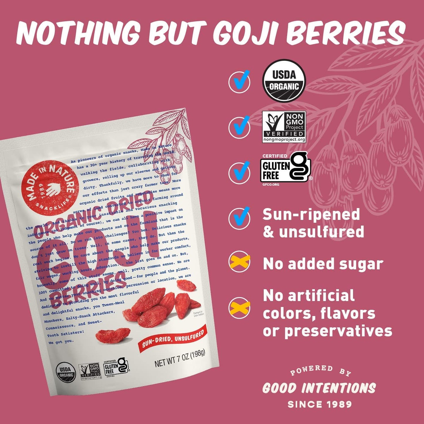 Made In Nature Organic Sun-Dried Goji Berries, 20 Ounce (Pack of 1) – Vegan Snack, Non-GMO, Unsulfured, Gluten Free