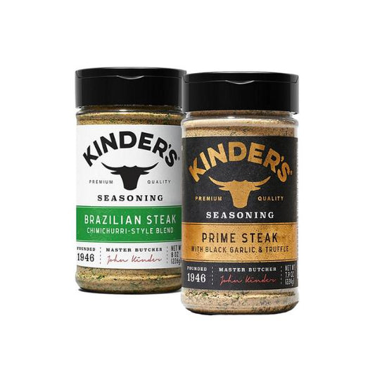 Kinder's Steakhouse Kings Duo - Brazilian Flame & Truffle Black Garlic Steak Rub - Gourmet Grilling Blend for Ribeyes Tri-Tip & Cast Iron Sears - 226 Servings per Container - Bold Flavors, Gourmet Results