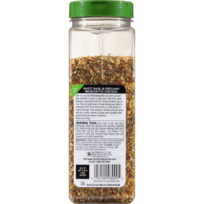 McCormick Gourmet Bruschetta seasoning mix, sweet basil & oregano, 19-oz., plastic shaker