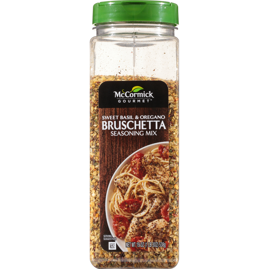 McCormick Gourmet Bruschetta seasoning mix, sweet basil & oregano, 19-oz., plastic shaker